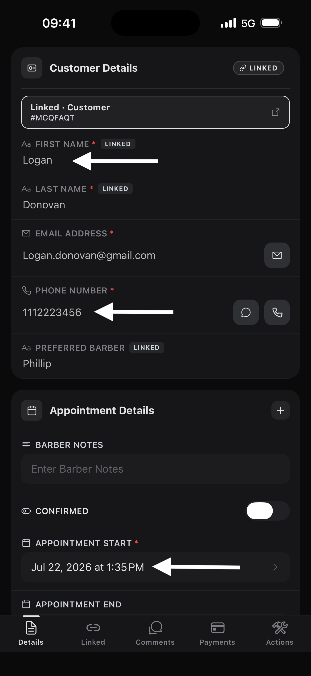 Business fields configuration screen