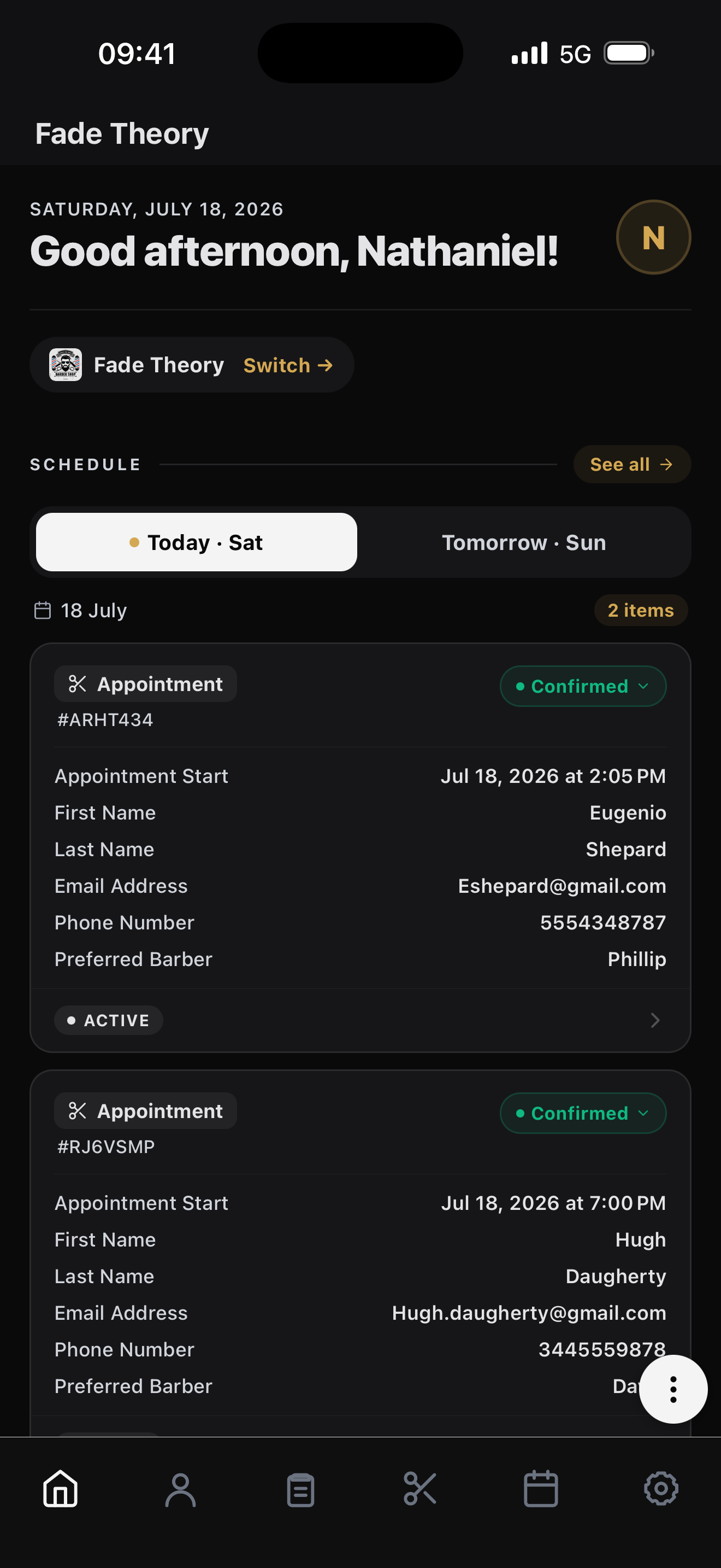 Prothelio home dashboard