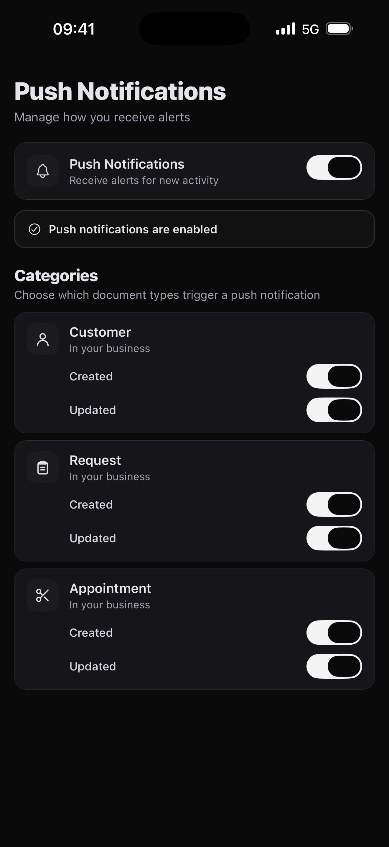 Card display customization screen