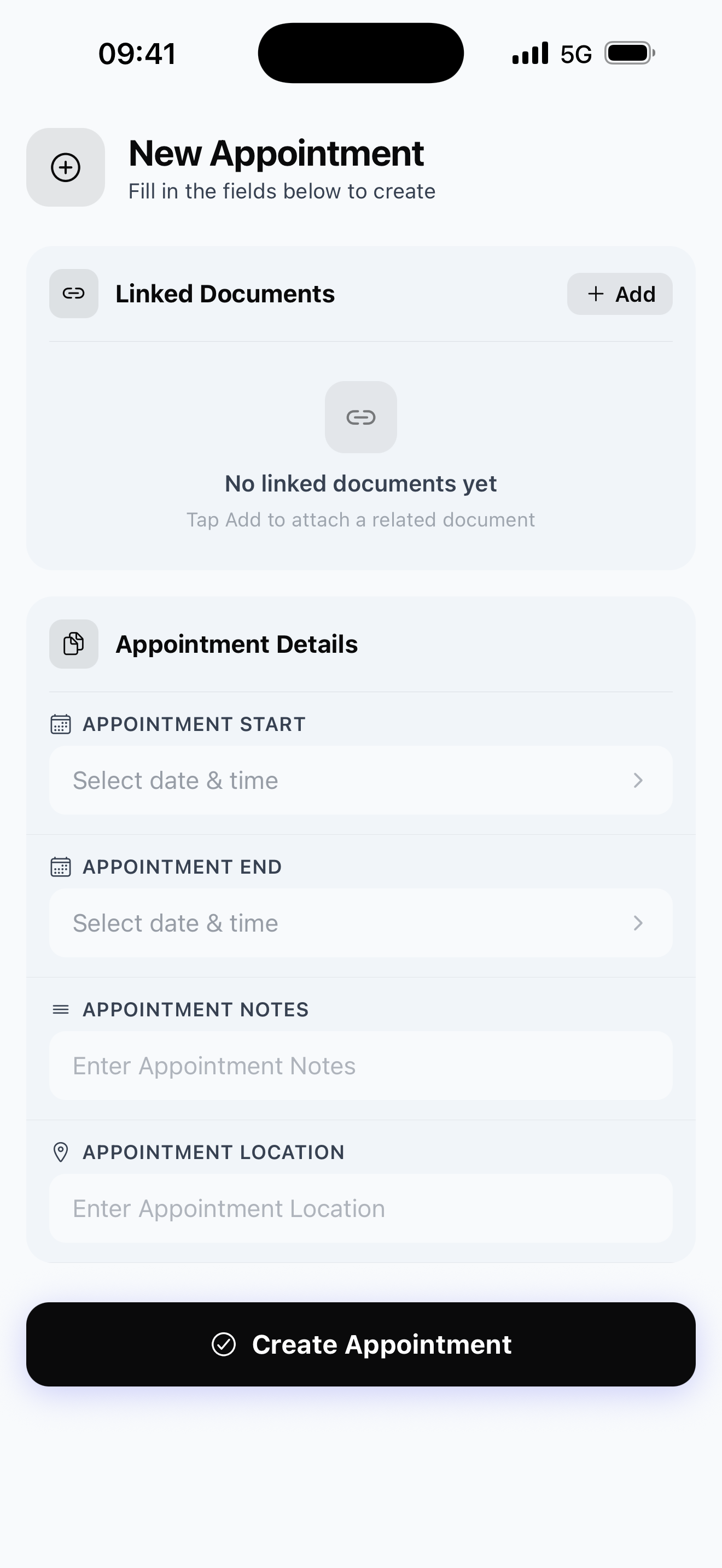 Document template builder screen