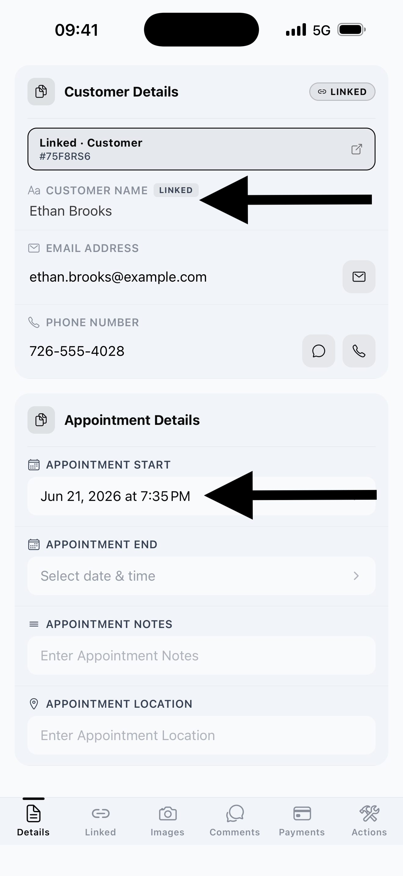 Business fields configuration screen
