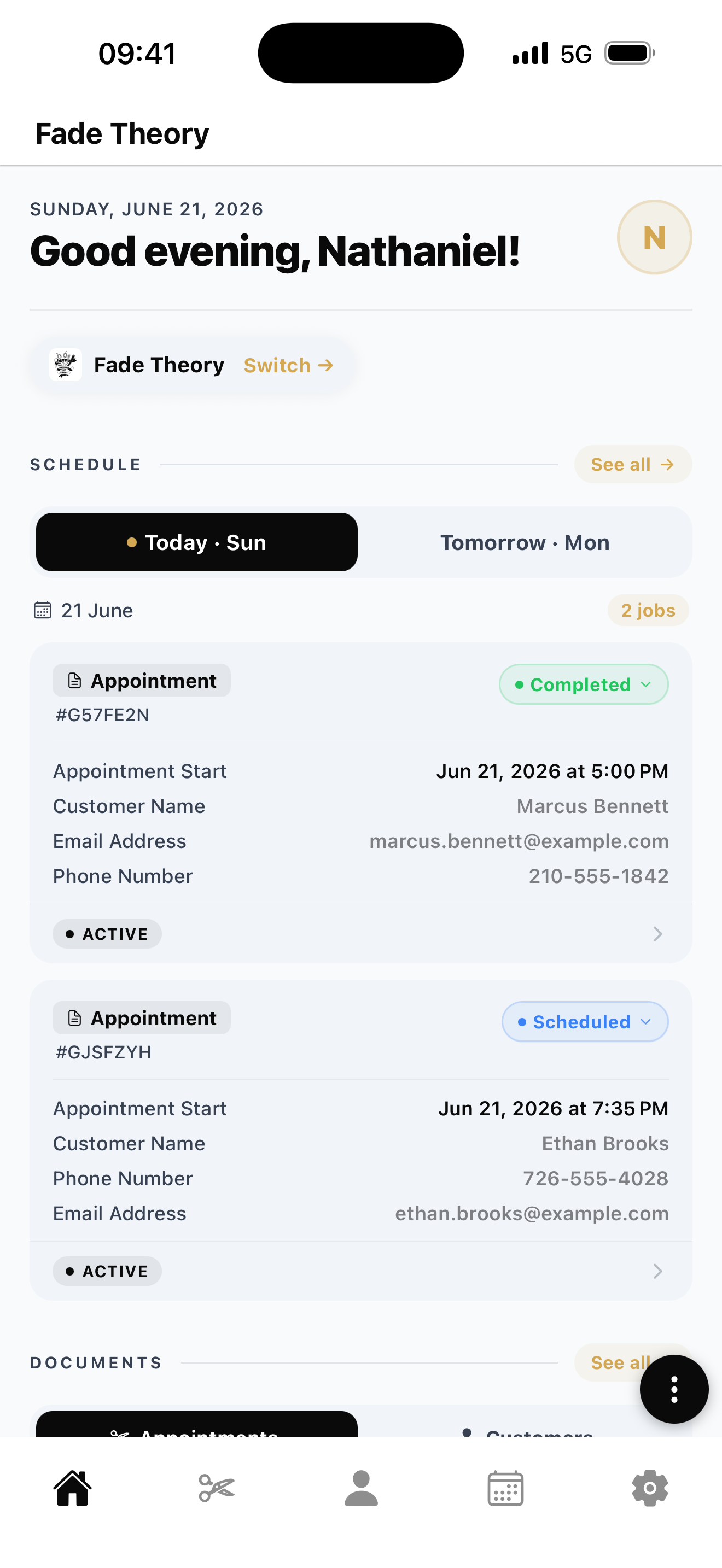 Prothelio home dashboard