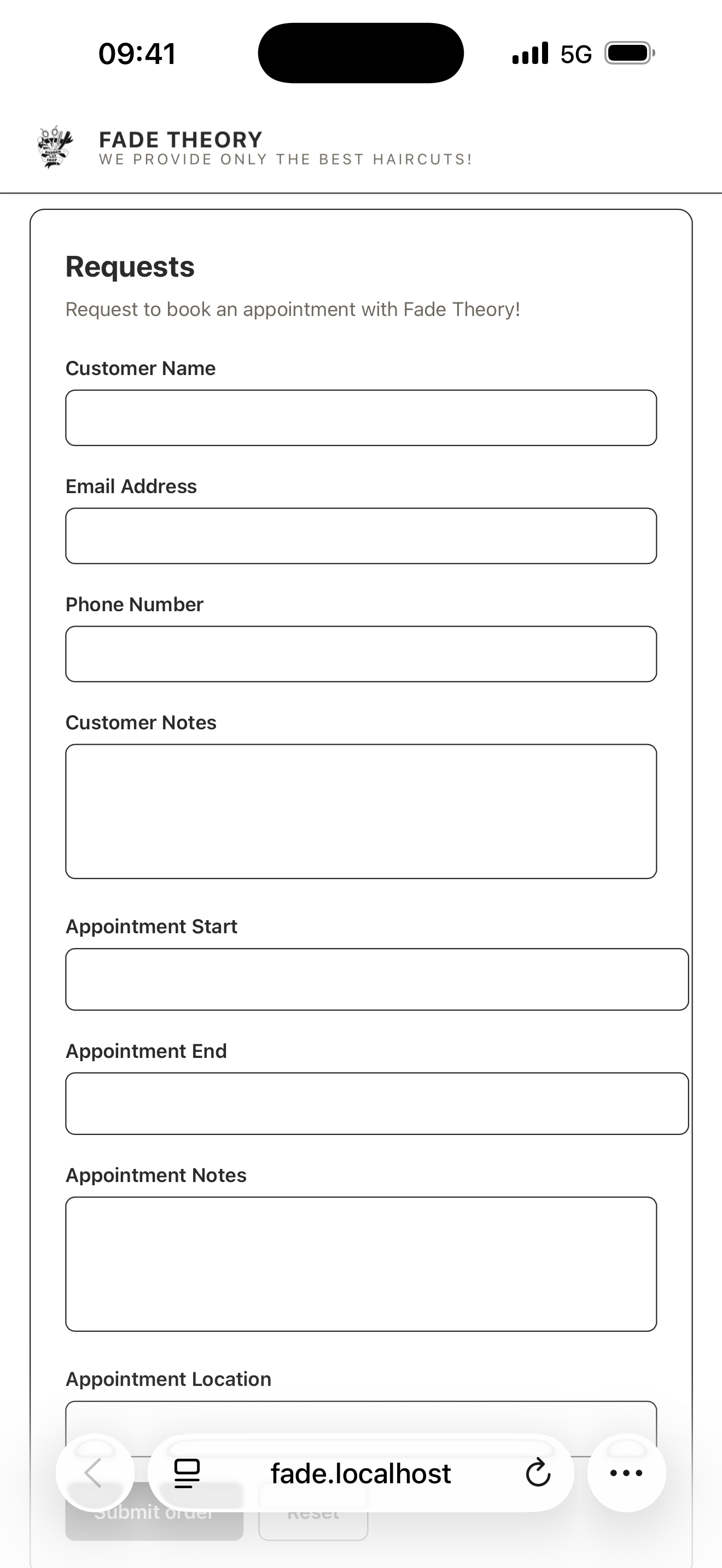 Public forms screen
